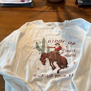 Jerzees unisex White 'Giddy Up' Sweatshirt